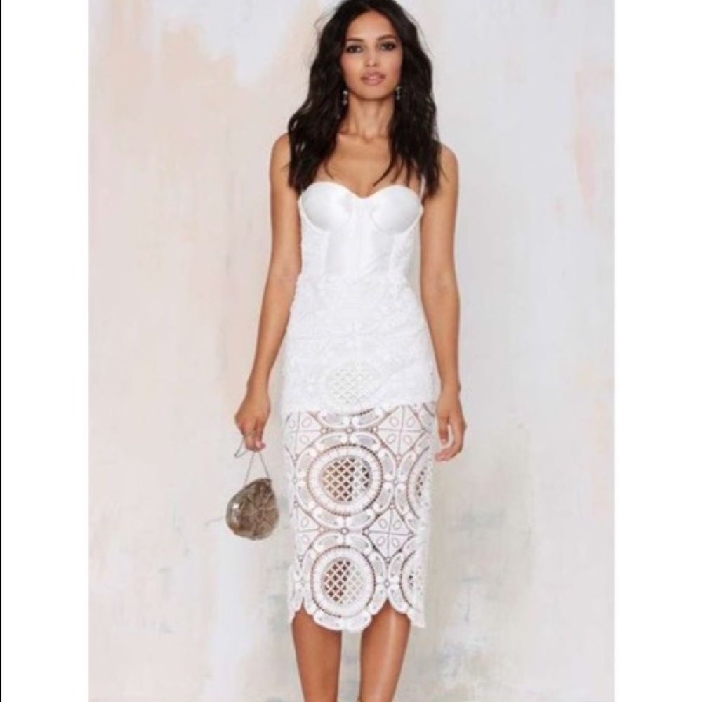 Misha Collection- Flora Crochet Dress in White - Picture 3 of 7